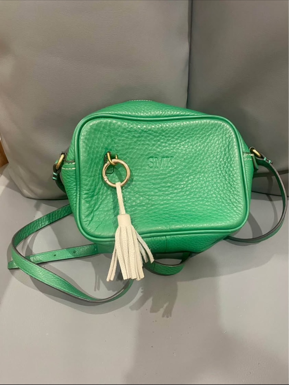 J.Crew Small Pebbled Leather Crossbody Camera Bag, Emerald, Tassel Zip